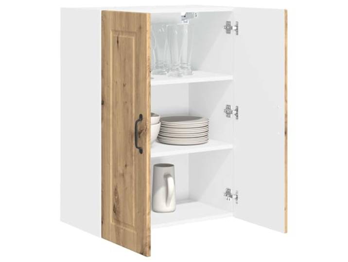 KTHLBRH Wandschrank PORTO Eiche Handwerk 60 x 31 x 80 cm Mehrschichtiges Holz, 3 Einlegeböden, 2 Türen, Wandmontage, moderne Küche