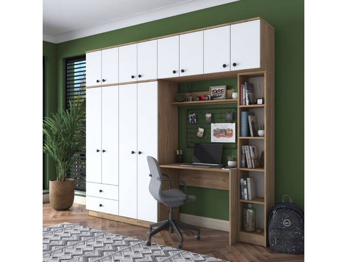 Ensemble Chambre à Coucher Caprie Dmora en Bois Plaqué Blanc