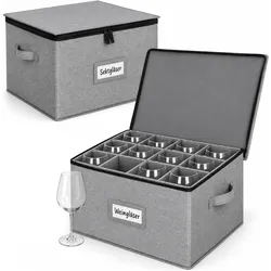 Relaxdays, Aufbewahrungsbox, 2x Geschirraufbewahrungsbox (2x, 34 x 41.50 x 27 cm)