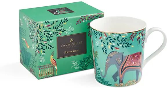 Sara Miller London Sara Miller India Collection Mug Elephant's Oasis Light Jade