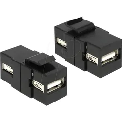 DELOCK 86367 - Keystone Modul USB Buchse>USB Buchse schw.