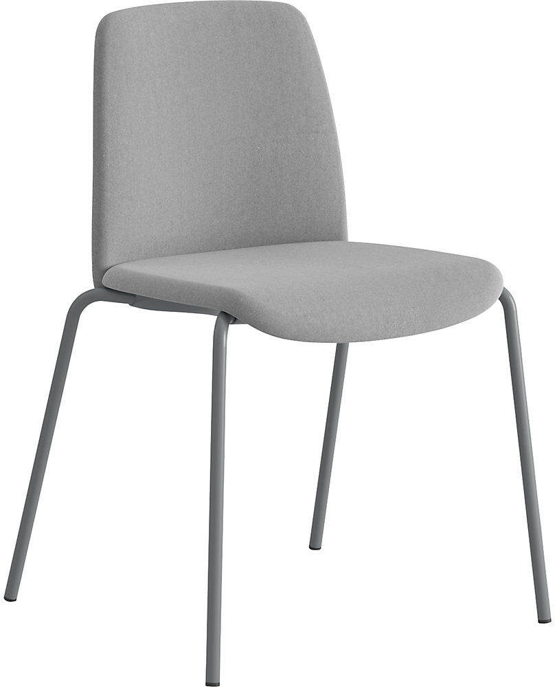 kaiserkraft Stuhl Helmer, Sitz/Lehne gepolstert, VE 4 Stk, Sitz hellgrau, Gestell silber