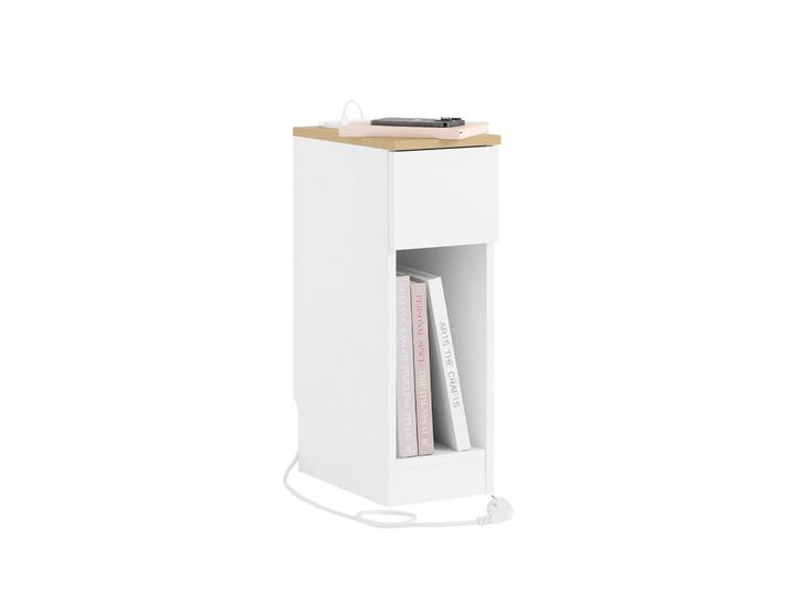 SoBuy Nachttisch Weiß, Holzwerkstoff, 20x60x35 cm, Schlafzimmer, Nachttische