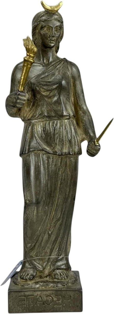 Hecate Beeld Griekse Godin Decoratief Natuursteen Hoogte: 26 cm