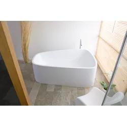 Hoesch SingleBath Duo Badewanne freistehend, 1798 x 1173 mm, weiß, mit angeformter Schürze ohne Podest, Überlauf links