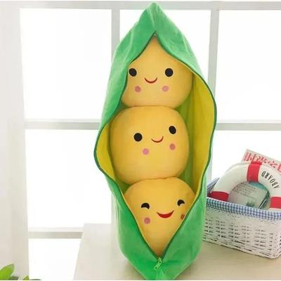 Uplifted Finds Plush Pea Pod Toy For Kids 25cm Soft Plant Pillow Gift yellow