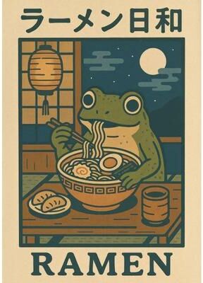 Inspired Living Japanese Frog Bathtub Wall Art Canvas, Funny Bathroom Wall Art, Japanese Frog Poster 20x30cm 3