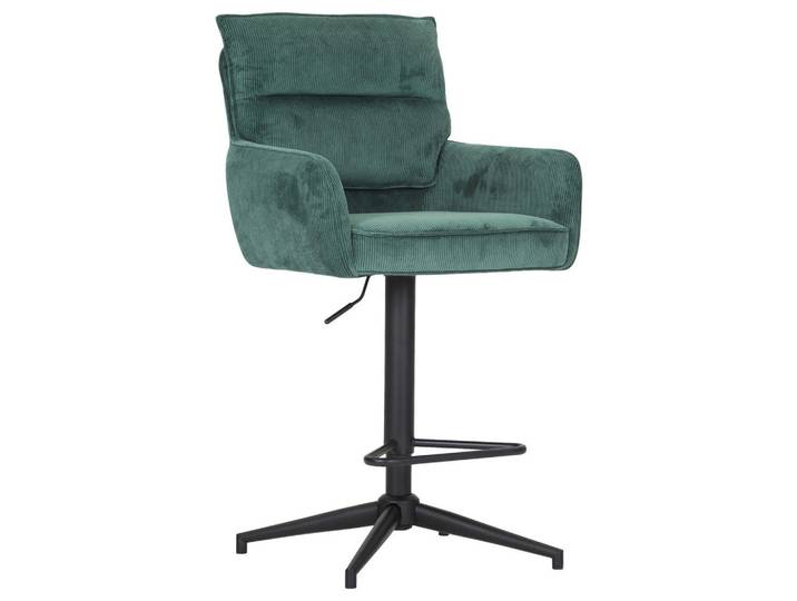Novel Barhocker Ashlee, Grün, Sternfuß, Säule, 54x98-120x58 cm, Sitzfläche 360° drehbar, Stoffauswahl, Esszimmer, Barmöbel, Barhocker