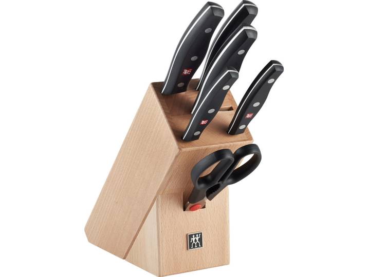 Zwilling Messerblock Signature, Schwarz, Holz, Metall, 7-teilig, Esche, 24.5x2.8x37.5 cm, Kochen, Küchenmesser, Messersets
