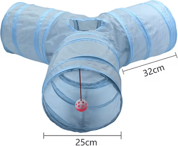 Inspire Curations PlayPounce 3 Way Cat Tunnel Foldable Interactive Tunnel Toy With Peep Hole y Shape