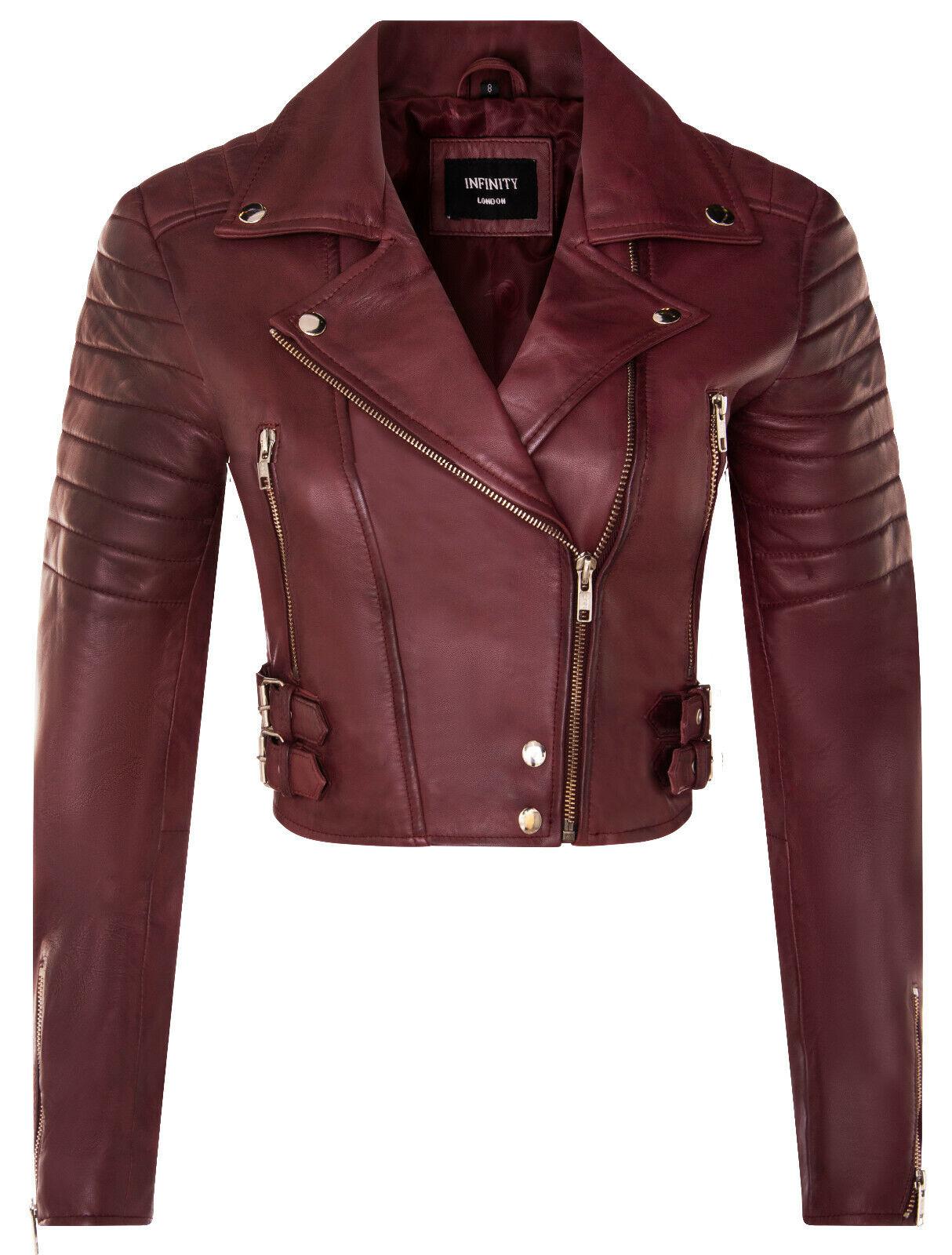 Damen Brando Kurze Lederjacke-Longtown