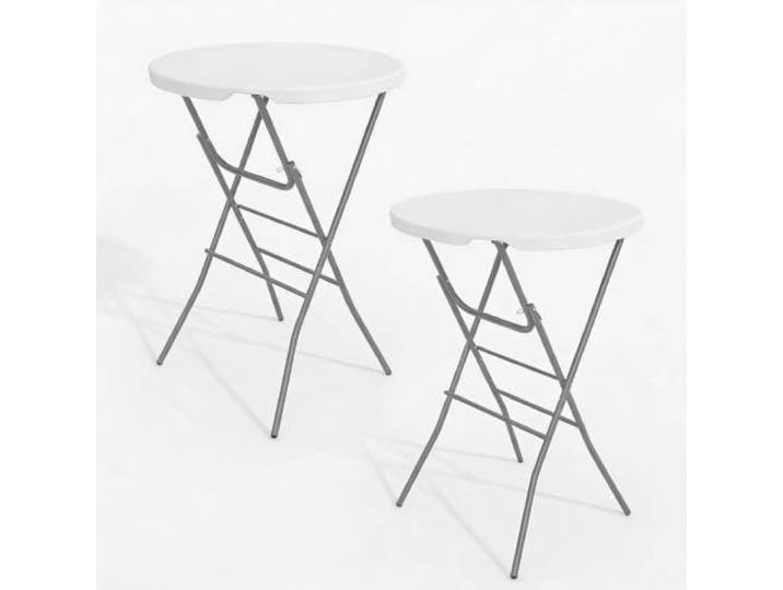 Garvee 2er Set klappbare Stehtische rund Ø80 cm, Höhe 110 cm – Robuster Bistrotisch für Garten, Terrasse & Events – Platzsparend, pflegeleicht, stabil – HDPE Tischplatte, Metallgestell – Weiß