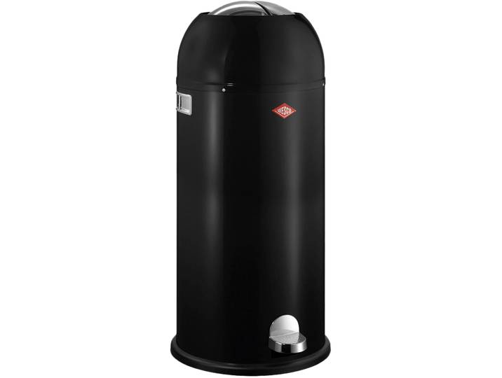 Mülleimer WESCO Kickmaster Maxi , schwarz, B:37,5cm H:83cm T:37,5cm, Stahlblech, Mülleimer, Mülleimer, Abfallsammler mit Dämpfer, 40 Liter