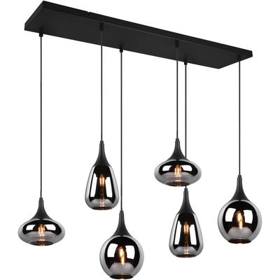 TRIO LEUCHTEN Pendelleuchte "Lumina", schwarz (schwarz matt), 6, H: 150cm, 1 Stk., Leuchten, Hängelampe 6-flammig Glasschirm, exkl 3xE14 max 40W höhenverstellbar, Pendelleuchte