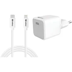 SANDBERG USB-C AC 20W Charger EU + Lightning 1M weiß