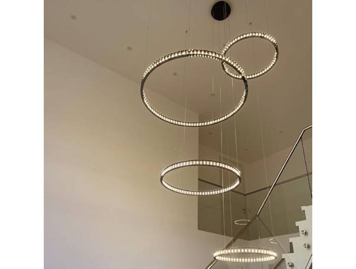 s.luce Atom Ring LED-Pendelleuchte Dimmbar Hängelampe Hängeleuchte Pendellampe, Farbe:Schwarzchrom, Größe:Ø 80cm