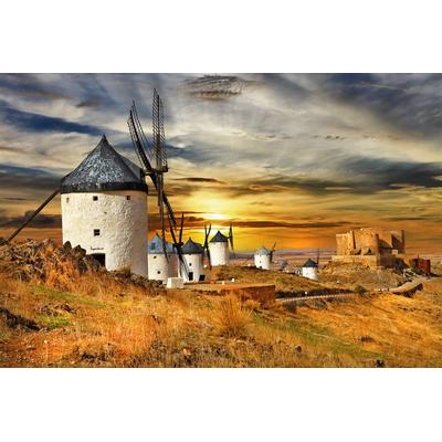 Fototapete PAPERMOON "Windmühlen", bunt, B:4,5m L:2,8m, Vlies, Tapeten