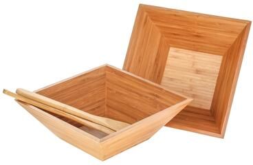 Heim Concept Bamboo Salad Bowl 4 PC Set, Eco-Friendly BPA Free