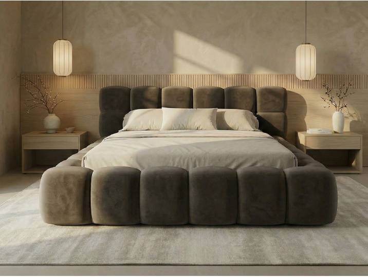 yourhouse24 Polsterbett BOSTON Slim aus Samt, Designer-Bett im Low-Seating Look, Platzsparendes Slim-Format mit großem Bettkasten & 95cm Kopfteil