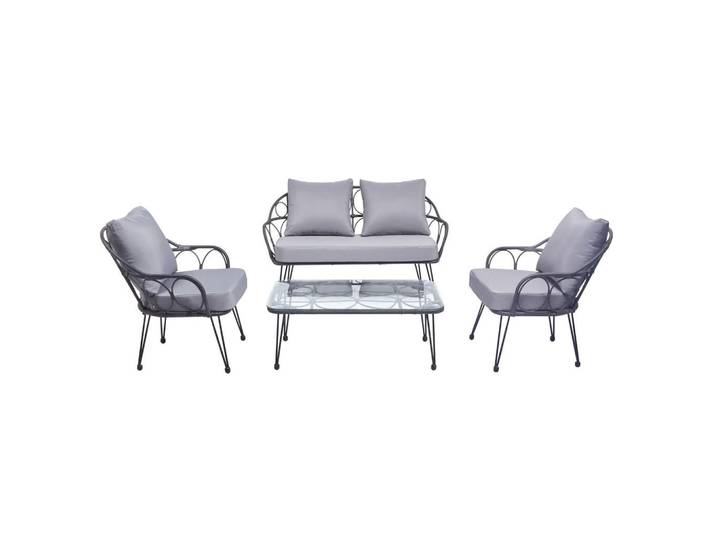 Idimex Gartenmöbelset Cairo 4er Set grau, Grau, Schwarz, Mode, Gartenmöbel, Gartengarnituren, Gartenmöbel-Sets