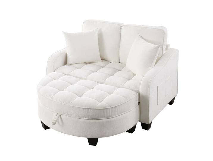 Canapé convertible relax 2 en 1 avec rangement, 132x129x93 cm, beige