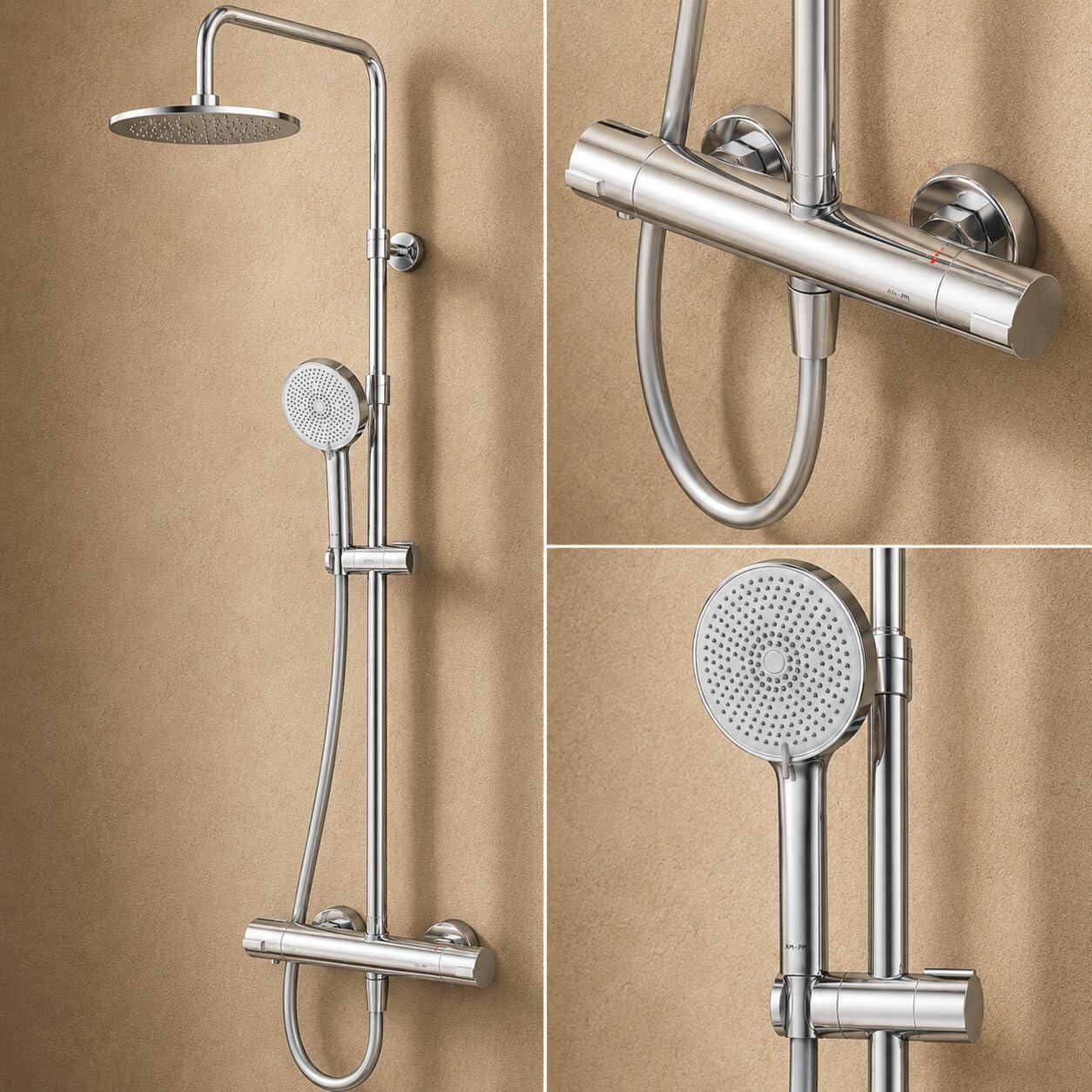 Duschsystem mit Thermostat, Regendusche, Duschkolonne, Chrom