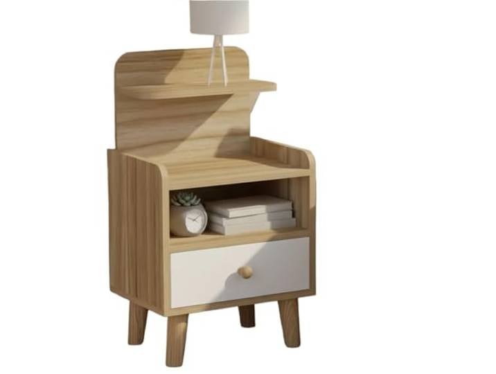 GHIJZQVNKLC Nachttisch mit Regalen for den Einsatz im Schlafzimmer Offene Regale, geschlossener Behälter, kompakt, für Bettrand(Pastoral 37A)