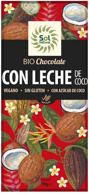 Sol Natural Tablete Chocolate Com Leite De Coco Bio 70g