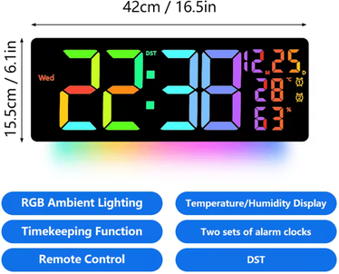 Inspire Curations Multi Function RGB LED Digital Wall Clock square Rgb Clock