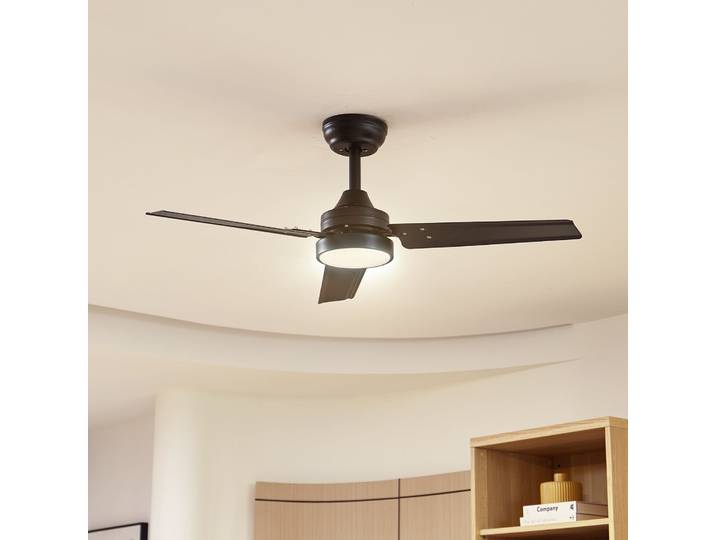 Aerallo LED-Deckenventilator, schwarz, CCT, leise - Lindby - Wohnzimmer - Modern - Metall