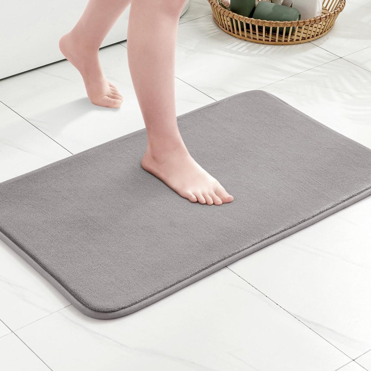 Antislip Badmat Grijs - Hydrofiel Geheugenschuim - Breedte: 50 cm, Lengte: 80 cm