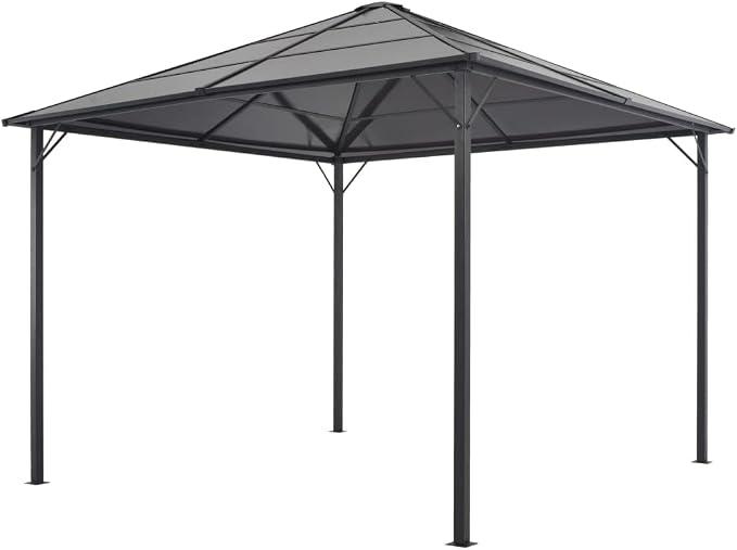 Gartenpavillon mit Dach, Pavillon, Faltpavillon, Grillpavillon, überdachung Terrasse, Gazebo, Pergola, Aluminium 3×3 m Schwarz