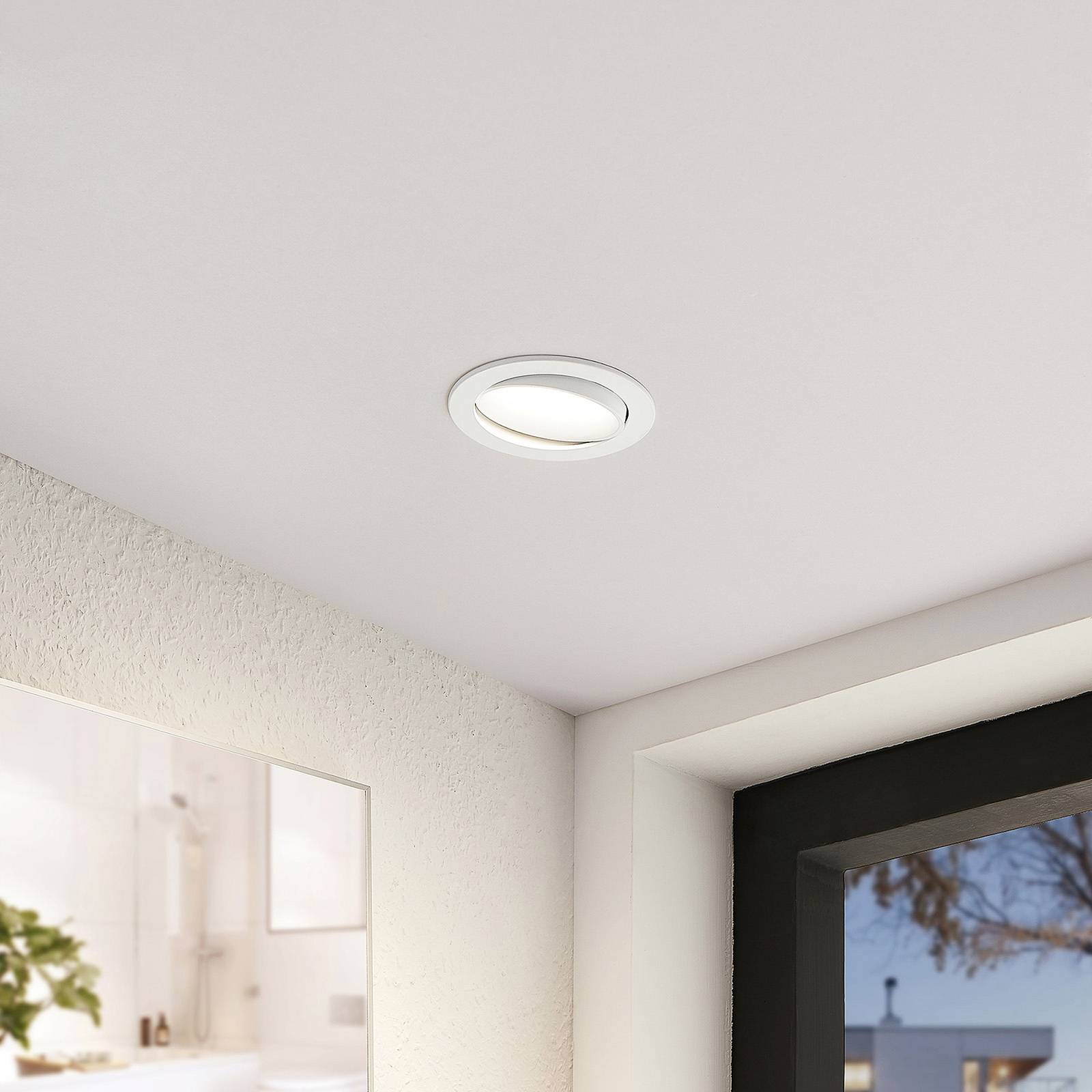 Arcchio LED-Einbaulampe Katerin, weiß, schwenkbar, 2er-Set Katerin Arcchio, dimmbar, weiß / opal, für Badezimmer, Kunststoff, Modern