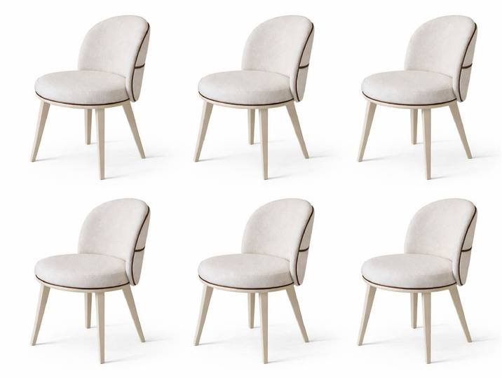 JVmoebel Esszimmerstuhl Weißes Esszimmerstuhl-Set 6 gepolsterte Stühle Möbel (6 St), Made in Europa