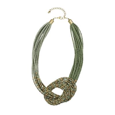 Kette mit Anhänger "Devi", Damen, Gr. onesize, Glas, grün, COLLEZIONE ALESSANDRO, Basic, Halsketten, mehrreihige Kette mit Knoten