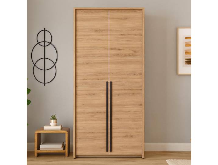 BEAUTYSOFA Drehtürenschrank GIANA 100 cm Moderne Garderobenschrank mit 2 Türen, Eiche