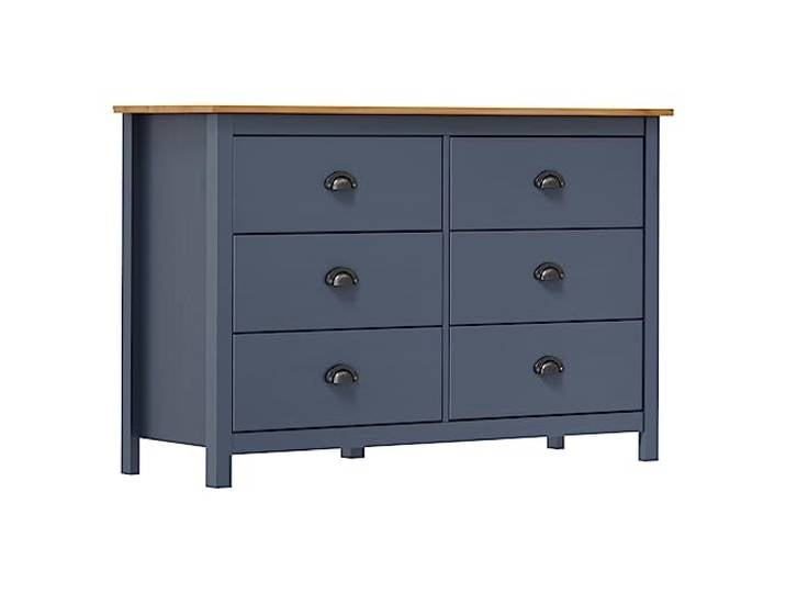 vidaXL Kiefernholz Massiv Sideboard mit 6 Schubladen Kommode Anrichte Schubladenschrank Beistellschrank Schubladenkommode Grau 125x40x80cm
