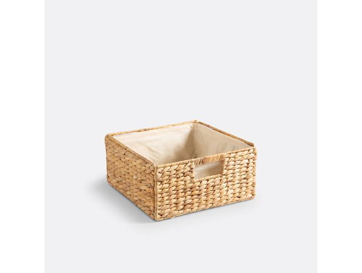 LA REDOUTE Panier de rangement, carré, en jacinthe d'eau tressée, hauteur 15 cm, LOMOPI Beige