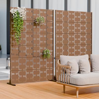 Lirago "2-Pack Outdoor Privacy Screen Metal Cutout Privacy Fence Panels Weather-Resistant Freestanding Dividers - 72""H x 94""W"