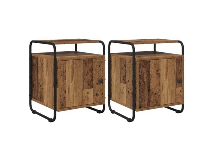 Makastle Nachttisch 2er Set, Beistelltisch Altholz Holzwerkstoff