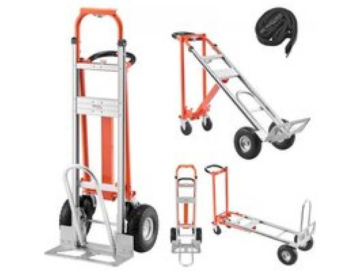 VEVOR 4-in-1-Sackkarre, 453,6 kg Tragkraft im 4-Rad-Modus, umwandelbare Transportkarre mit rutschfestem Griff & Rädern, Handkarre aus Aluminiumlegierung, Transportroller für Umzüge, Büros & Lager