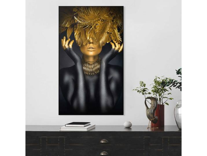 Wandbild REINDERS Golden Feathers , gold (farbe bild(er): gold), B:70cm H:118cm T:3,7cm, Holzwerkstoff, Bilder, Wandbild
