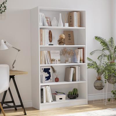 Kodotan sofa 5 Shelf White Bookcase 60 inch Tall Wood Bookshelf for Bedroom