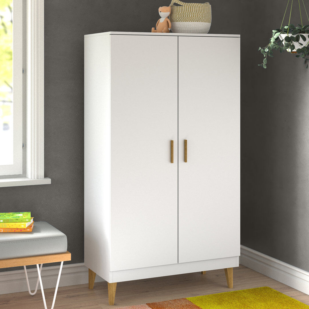 Zipcode Design Dekalb 2 Door Wardrobe White 184cm H X 100cm W X 55cm D