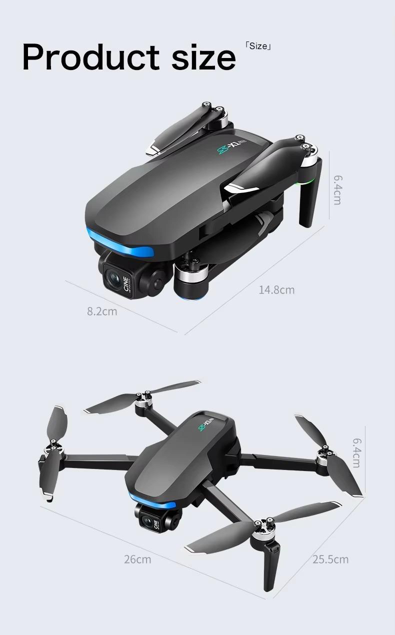 S-X1 MAX GPS-Drohne - V168-Kameradrohne - 720p HD - 3-Achsen-Gimbal - Bürstenloser Motor - 20-30 Min. Flugzeit - 2 Akkus - Schwarz