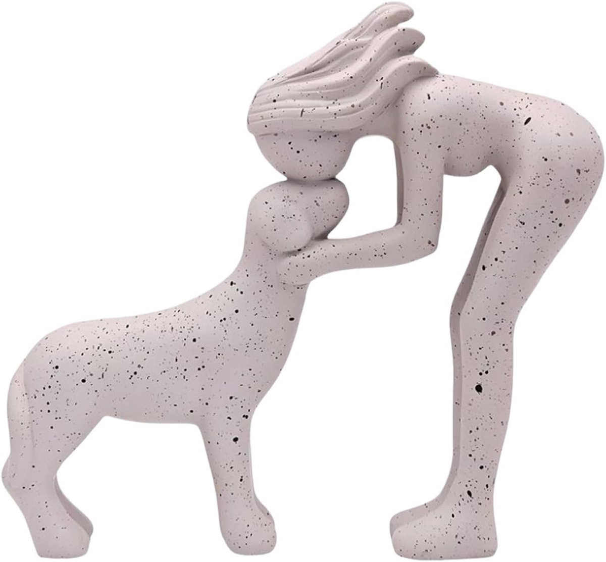 Handbeschilderd Hondenbeeld Vrouw - Wit Bureauornament - Lengte: 20,4 cm