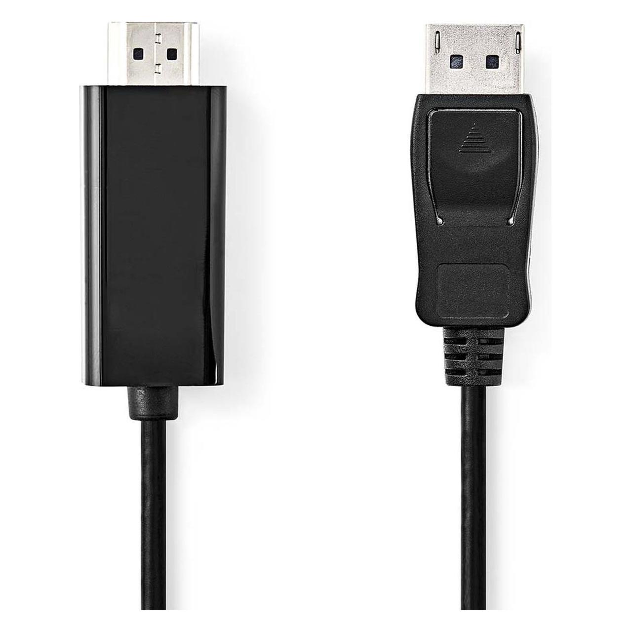 Nedis Displayport-Kabel | DisplayPort Stecker | HDMI Stecker | 1080p | Vernickelt | 2.00 m | Rund | (2 m) (CCGL37100BK20)