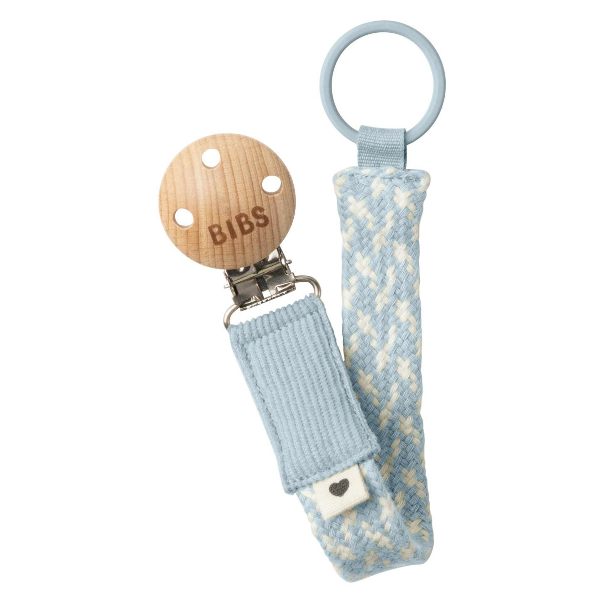 Bibs Nuggi Clip Braided Baby Blue/Ivory (9401112)