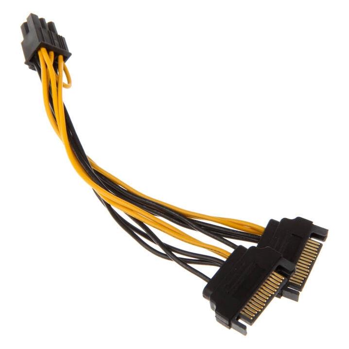 Akasa 2x 15-Pin-SATA auf 1x 6-Pin-PCIe Adapter (15 cm, 6 pin PCI-Express, SATA) (AK-CBPW13-15)