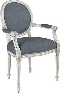 Limited Edition Oval Back Louis XVI Armchair in Gray Over White Finish - Idol Snow w/Gray Over White - Ballard Designs
